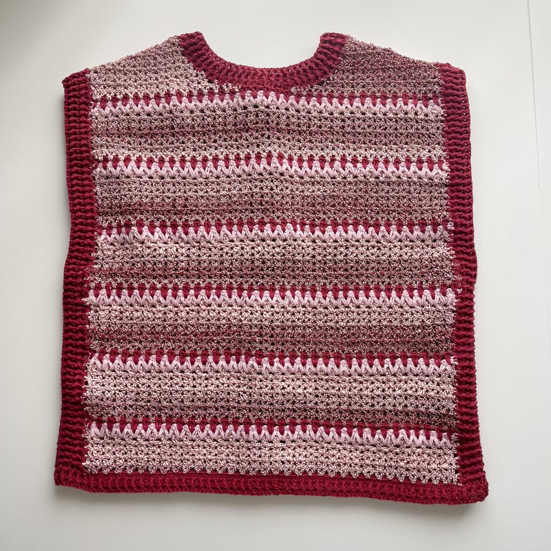 BQMY かぎ針編み ニット ラグ ビンテージ ストライプ ボーダー AQ