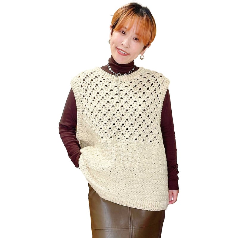 ダウンロード編み図：PDFデータ》【かぎ針編み】シェル編みのクロシェ