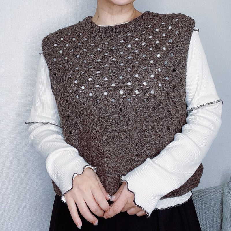 ダウンロード編み図：PDFデータ》【かぎ針編み】シェル編みのクロシェ