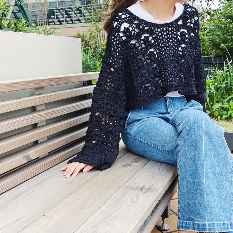 ダウンロード編み図：PDFデータ》【かぎ針編み】クロップド