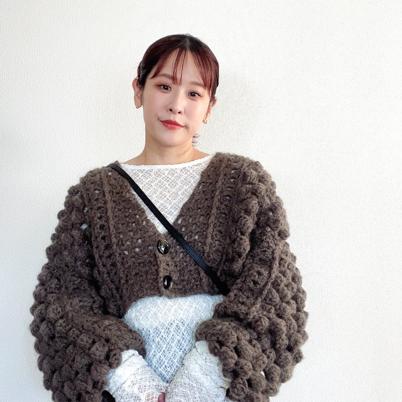編み物Kit》【かぎ針編み】キッドモヘアのポコポコカーディガン