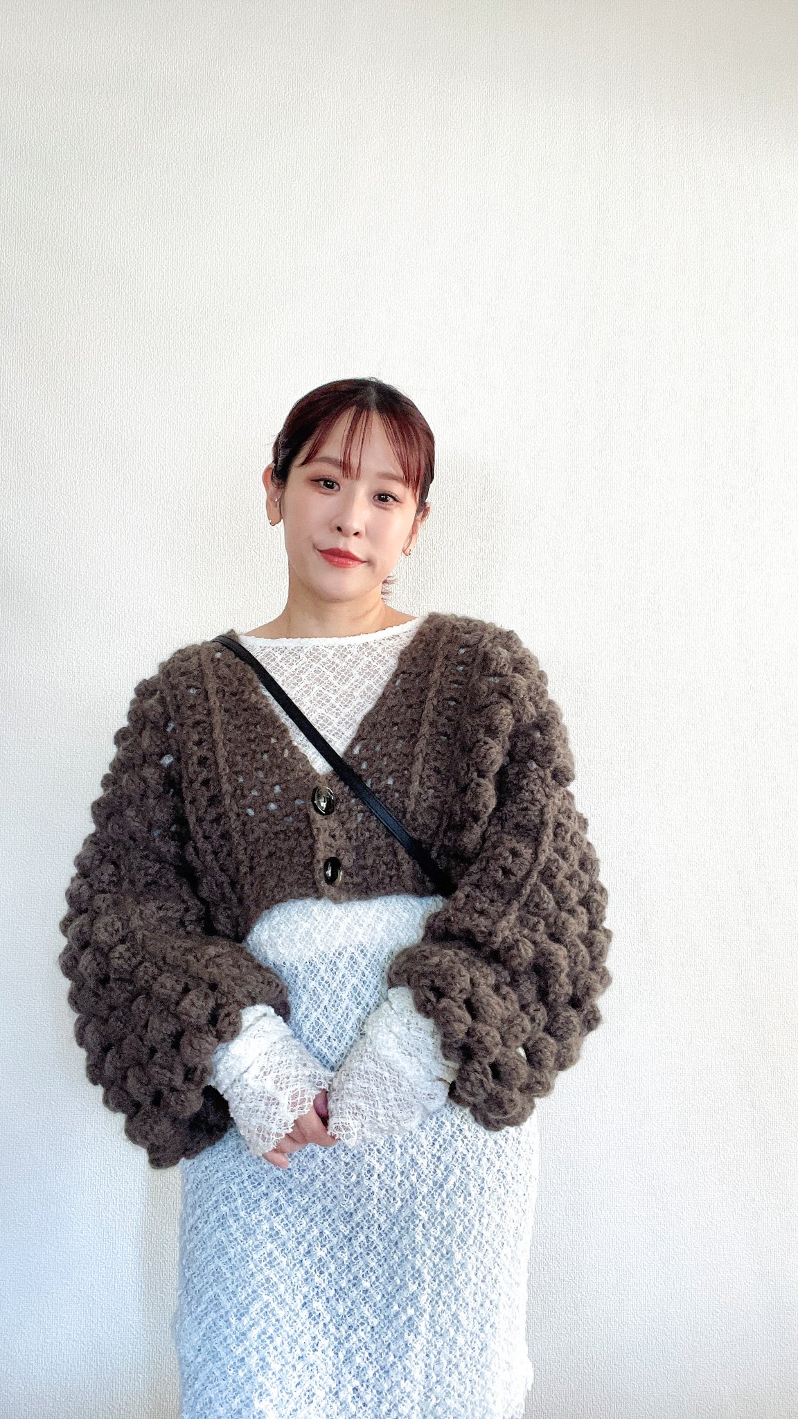 編み物Kit》【かぎ針編み】キッドモヘアのポコポコカーディガン