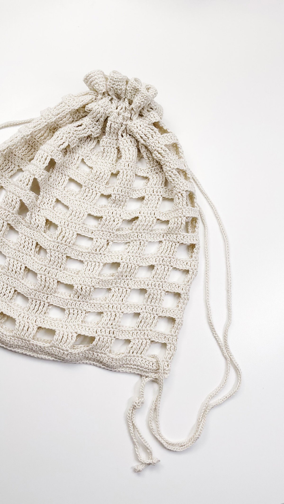 編み物 ナップサック オーダー商品 ダウンロード編み図：PDFデータ》【かぎ針編み】ビッグメッシュ