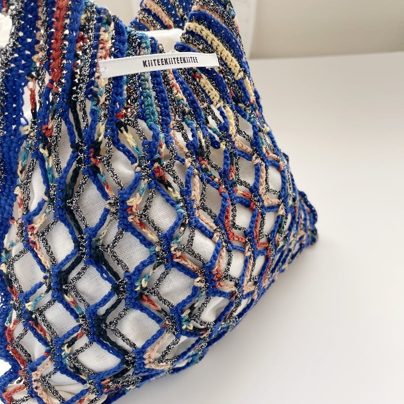 ダウンロード編み図：PDFデータ》【かぎ針編み】ダイヤメッシュバッグ