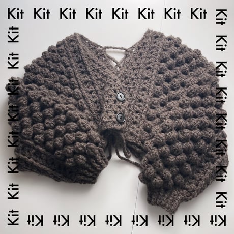 《編み物Kit》【かぎ針編み】キッドモヘアのポコポコカーディガン