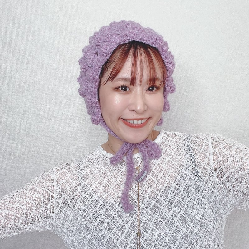 編み物Kit》【かぎ針編み】キッドモヘアのポコポコボンネットC | KiiTEEKiiTE 編み物Kit》【かぎ針編み】キッドモヘアのポコポコボンネットC | KiiTEEKiiTE
