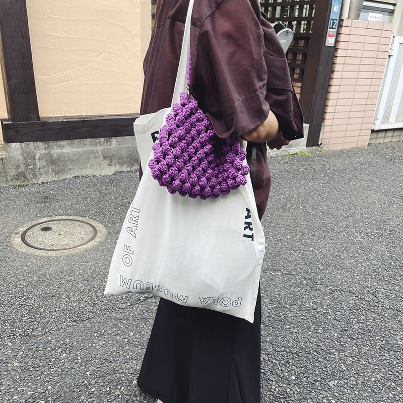ダウンロード編み図：PDFデータ》【かぎ針編み】ブドウバッグ 
