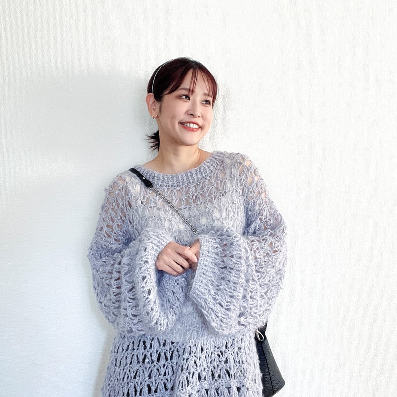 編み物Kit》【かぎ針編み】ラメメッシュプルオーバー