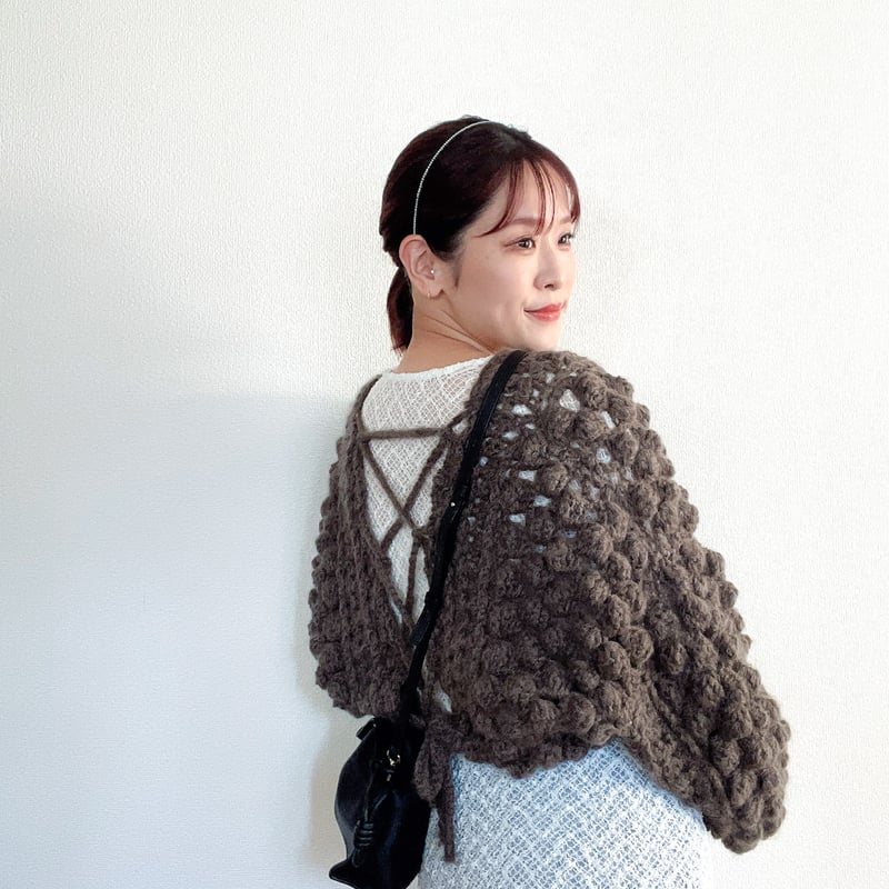 編み物Kit》【かぎ針編み】キッドモヘアのポコポコカーディガン
