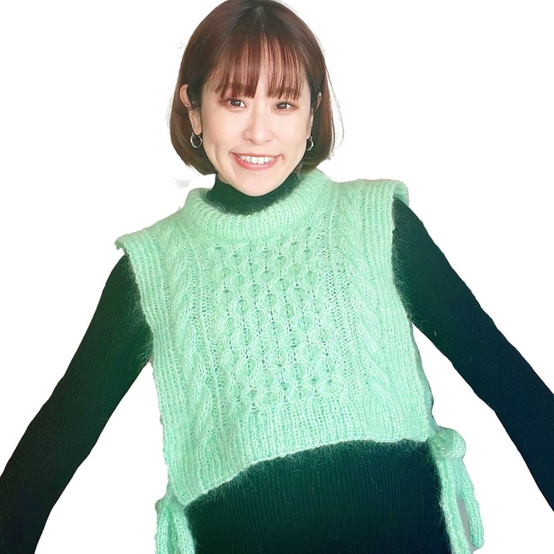 ダウンロード編み図：PDFデータ》【棒針編み】モヘアのケーブル編み