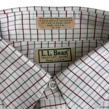 DEADSTOCK " 1990's L.L.BEAN PLAID OXFORD L/S BD SHIRT " MADE IN U.S.A. / SZ M 16-34