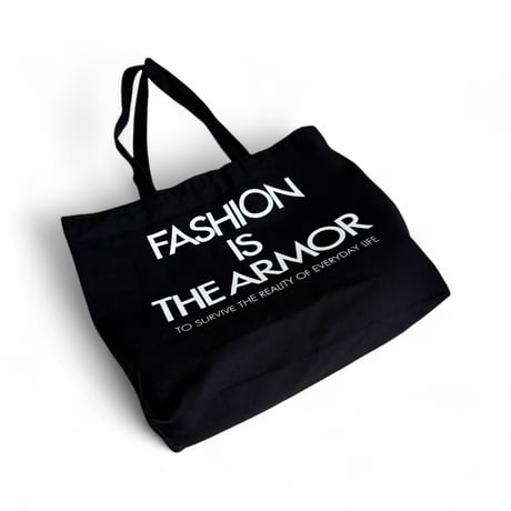 SLOWPOKE＂FASHION IS THE ARMOR BLACK TOTE BAG＂ENVIRO TOTE