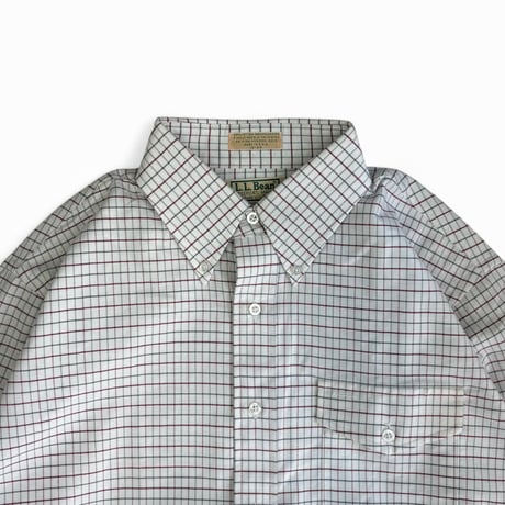 DEADSTOCK " 1990's L.L.BEAN PLAID OXFORD L/S BD SHIRT " MADE IN U.S.A. / SZ M 16-34