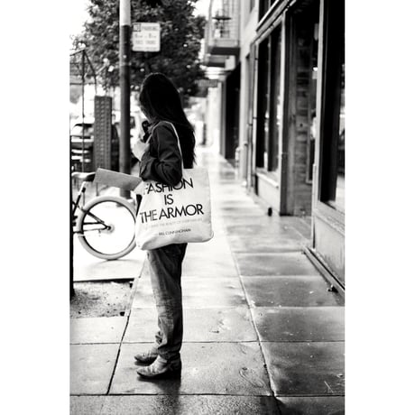 SLOWPOKE＂FASHION IS THE ARMOR BLACK TOTE BAG＂ENVIRO TOTE