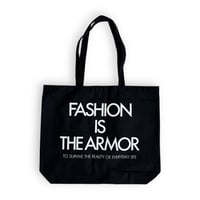 SLOWPOKE＂FASHION IS THE ARMOR BLACK TOTE BAG＂ENVIRO TOTE