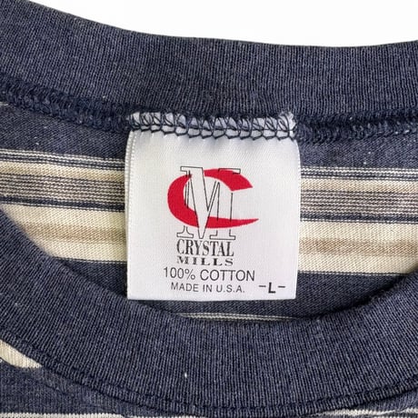 DEADSTOK＂1990's CRYSTAL MILLS MULTI STRIPED TｰSHIRT " MADE IN U.S.A. / SZ LARGE