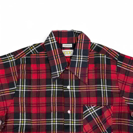DEADSTOCK " 1970's ELY PLAID PRINT FLANNEL SHIRT " Made in U.S.A. / SZ M 15-15 1/2