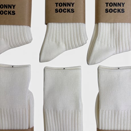 TONNY SOCKS＂MERINO WOOL WHITE RIB SOCKS＂MADE IN JAPAN