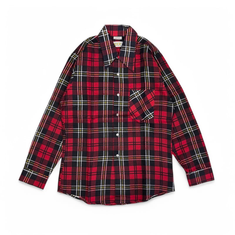 トップス 70's ELY ombre print flannel shirt 70's ELY ombre print flannel shirt VTG 70s Shadow Plaid