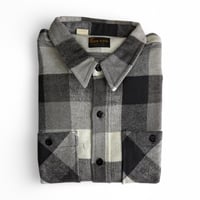 DEADSTOCK " 1970's DEE CEE PLAID FLANNEL SHIRT " Made in U.S.A. / SZ XXL / BLACK