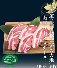 北海道産 四元豚 『夢の大地』 肉厚ロースステーキ（160g×5枚）