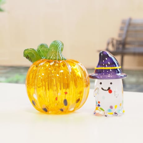 硝子のかぼちゃとお化けちゃんセット