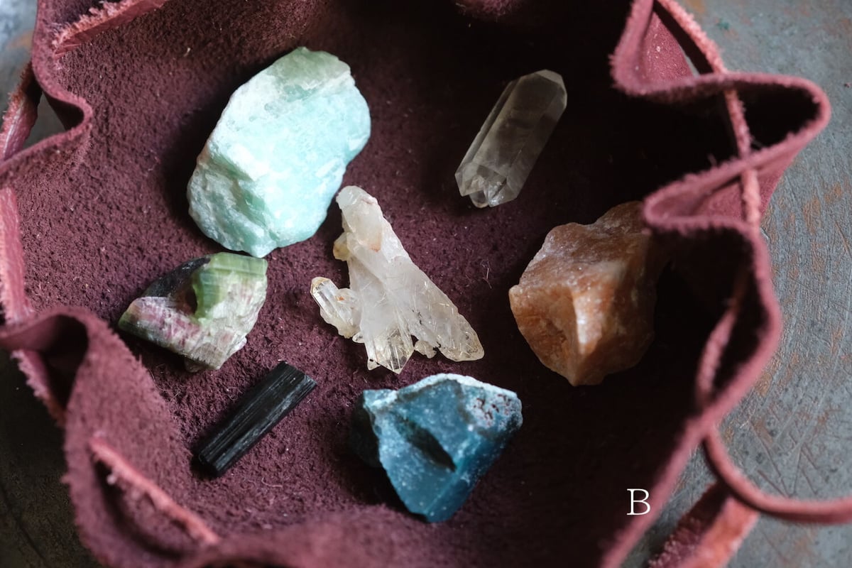 天然石セット おくら様 7 Chakra Healing Set 7つのチャクラの石セット / 革袋入り