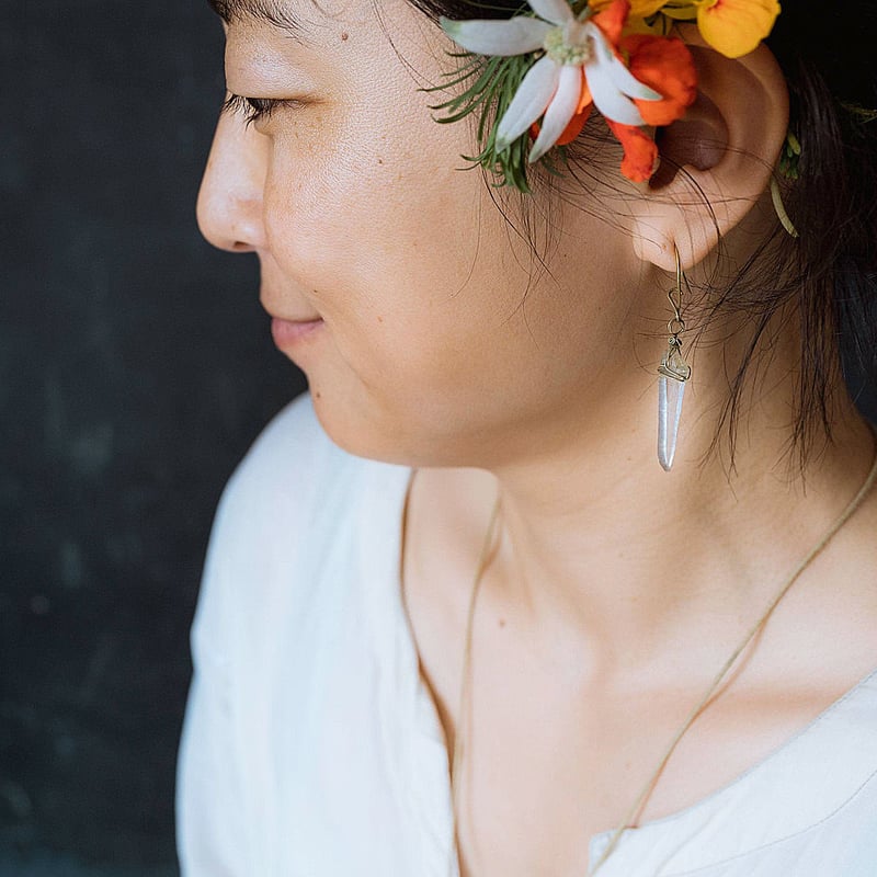 *☆ハリックァ☆*希少ブラジル産レムリアンシードクォーツ片耳ピアス ☆ハリックァ☆*希少ブラジル産レムリアンシードクォーツ片耳ピアス