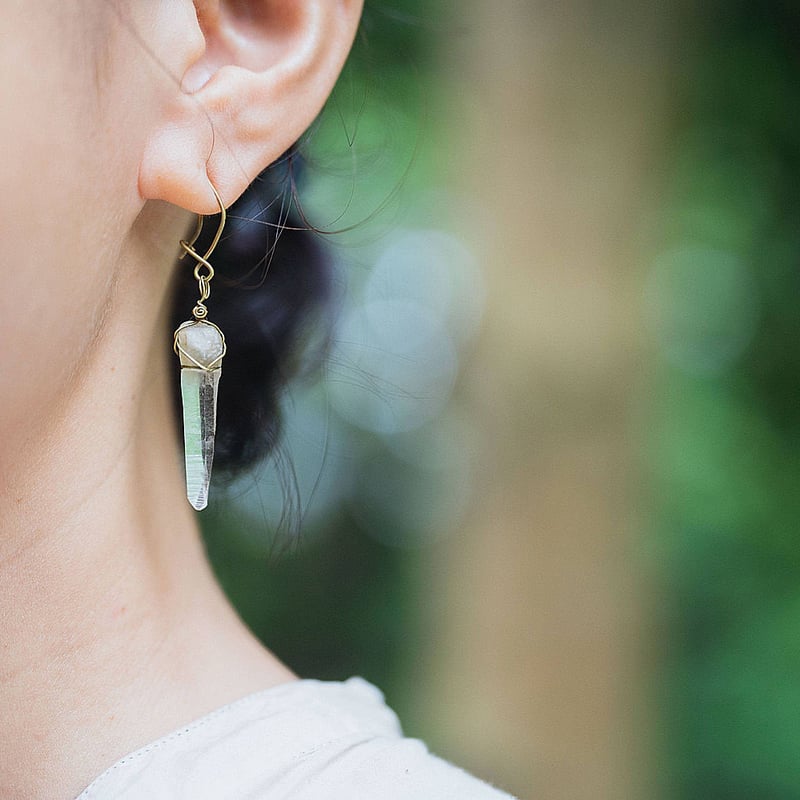 レムリアンシードクリスタル ピアス / イヤリング ＜メキシカン