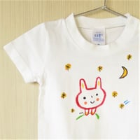 手描きTシャツ(こども)名入れ可　　〈うさぎ〉