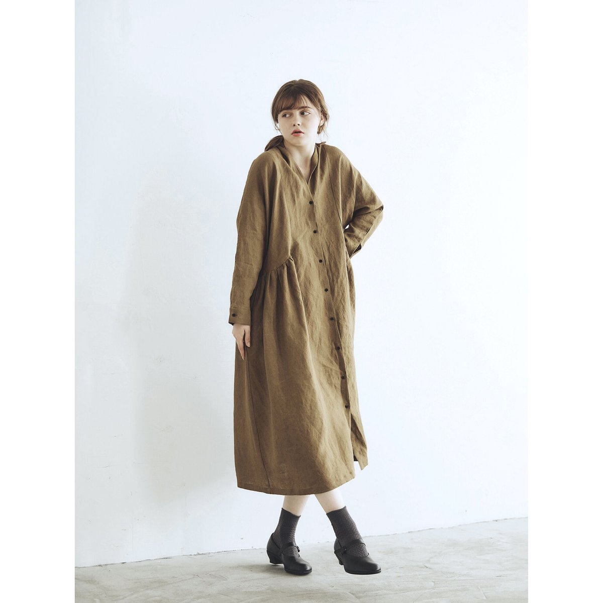 ペルマネンテムササビコート SL】カシミヤブレンドスタンドカラーベルテッドコート/ネイビー