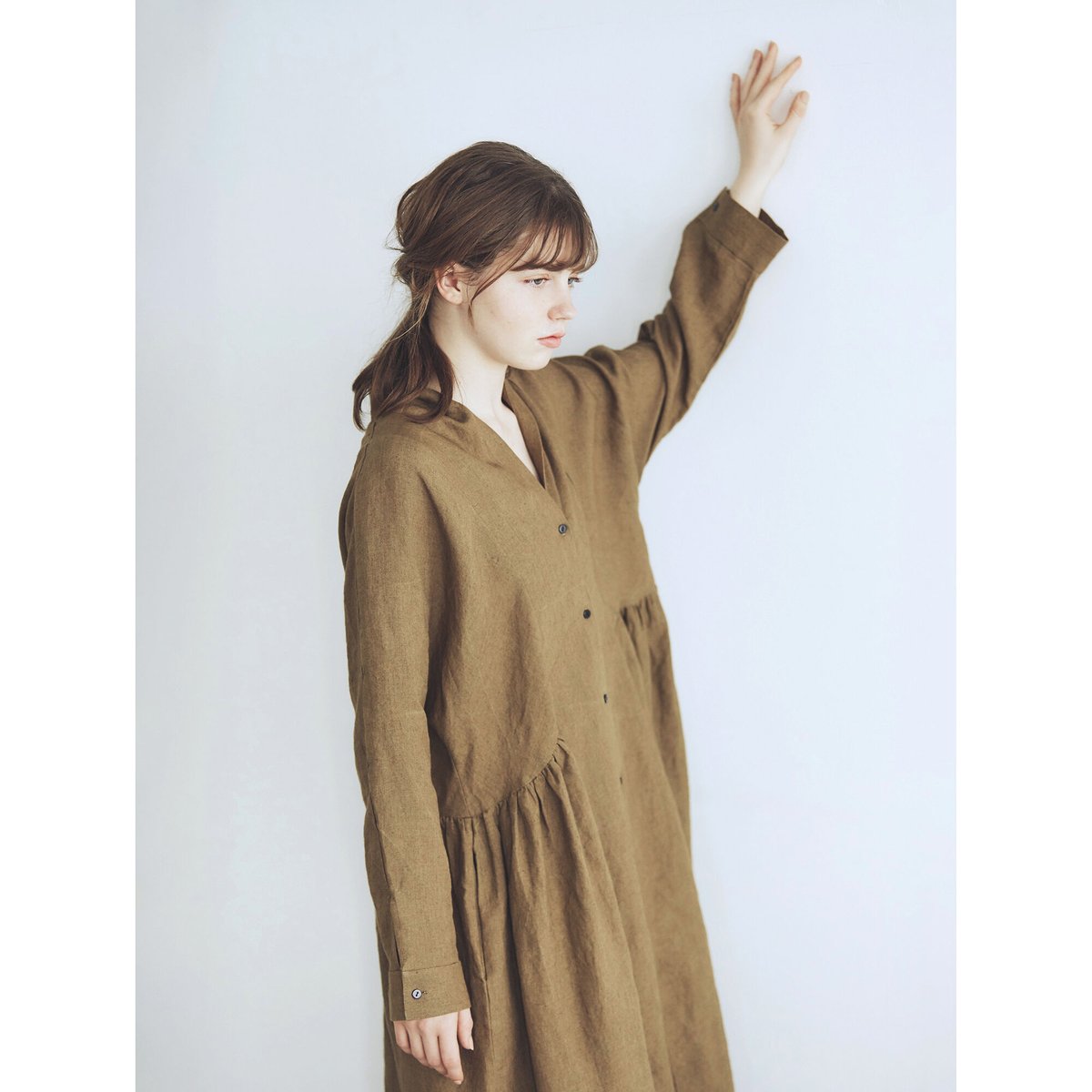 MAGALI タグ付 ヘリボーンリネンローブコート ワンピース 2way 麻 OP166BK ヘリンボーンリネン・ローブコート／ブラック（MAGALI