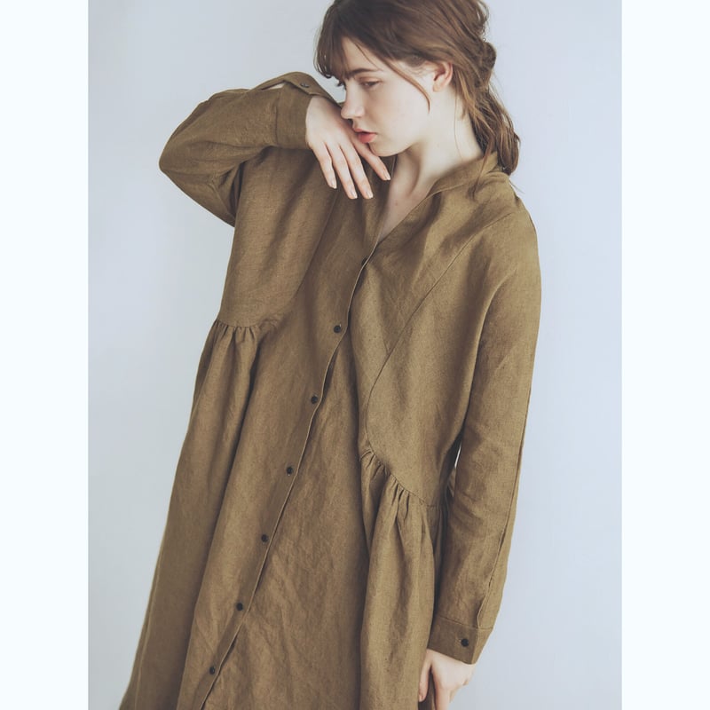 MAGALI / ベルガモリネン・ローブコート／カーキ | make my day