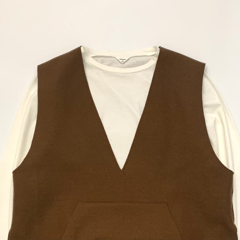SPOOL BY B&H / ウールフェルトVネックベスト / ブラウン | make my