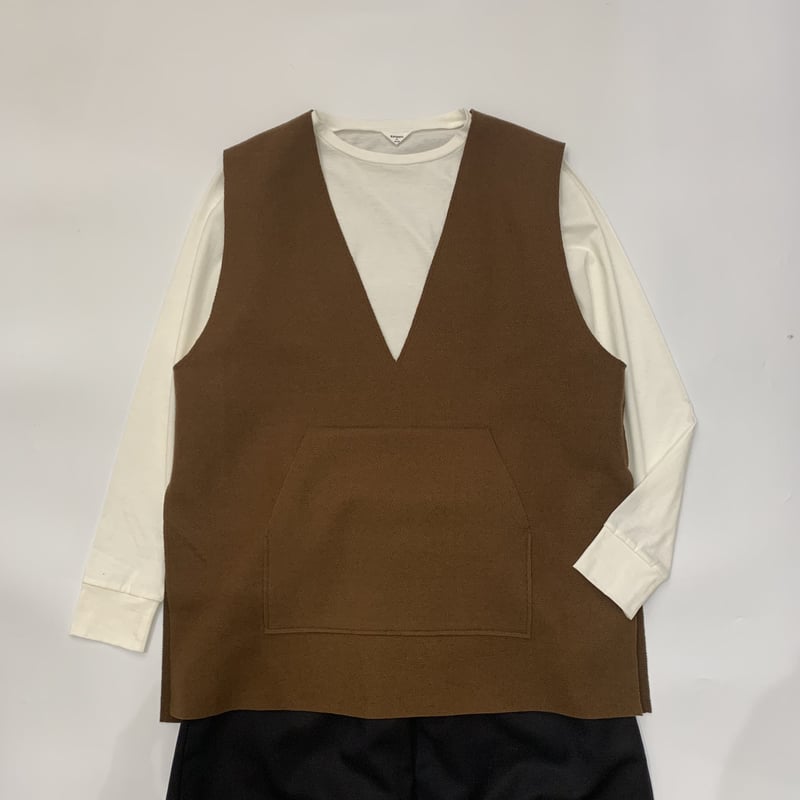 SPOOL BY B&H / ウールフェルトVネックベスト / ブラウン | make my