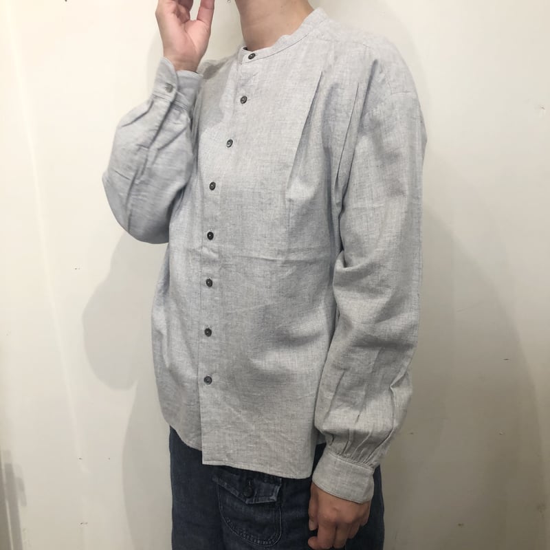 prit / ビエラシャンブレーピーチ起毛 スタンドカラータックブラウス