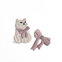 ねこ×リボン(purple) ワッペン