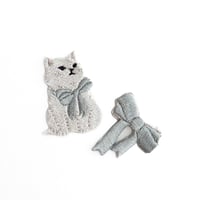 ねこ×リボン(blue) ワッペン