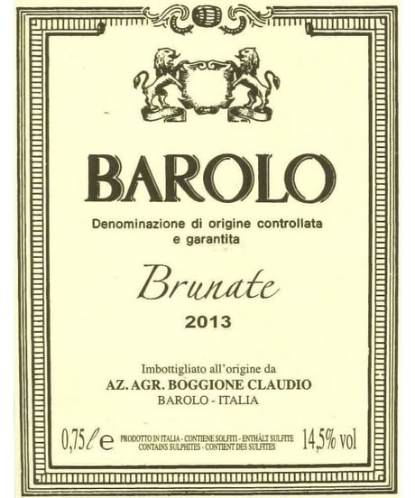 バローロ "ブルナーテ" 2013 / ボッジョーネ・クラウディオ　Barolo "Brunate" / Boggione Claudio