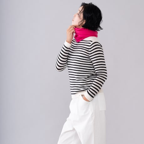 【予約販売】CA＆Co. cashmere ガーゼ ボートネックセーター  （ボーダー）