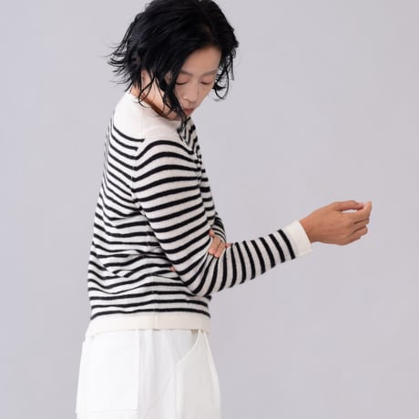 【予約販売】CA＆Co. cashmere ガーゼ ボートネックセーター  （ボーダー）