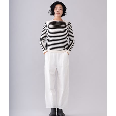 【予約販売】CA＆Co. cashmere ガーゼ ボートネックセーター  （ボーダー）