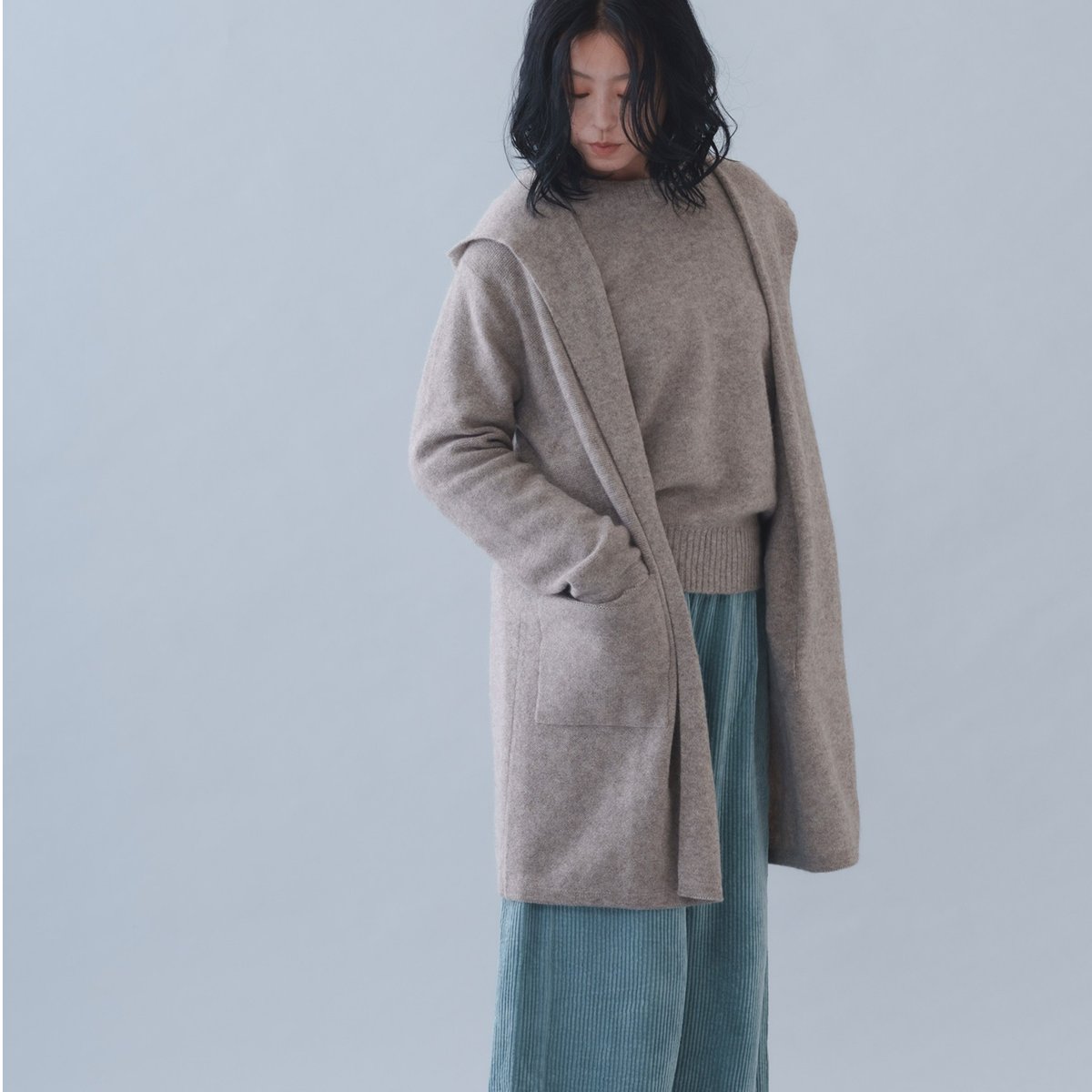 Y's ロングカーディガン 2way フード付き CA＆Co. YAK フード付きロングカーディガン | short finger