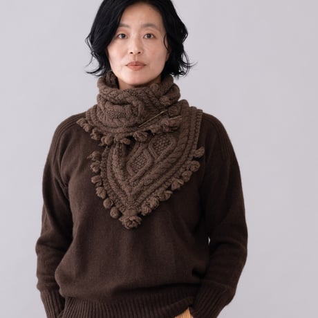 【予約販売】CA＆Co. 手編み　YAK  petit muffler（フリンジ付き）