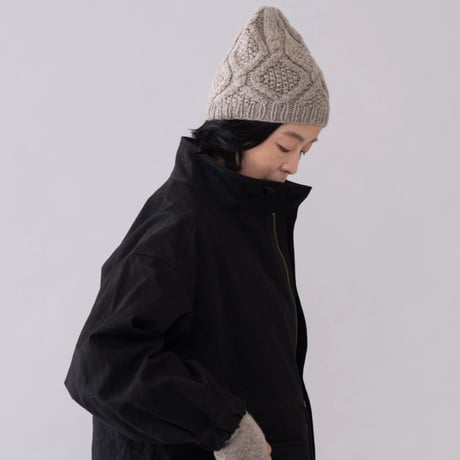 【予約販売】CA＆Co. 　手編み　YAK Diamond knit cap（折返し無しタイプ）