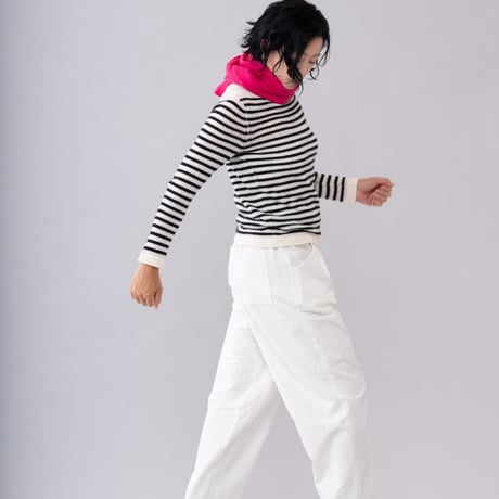 【予約販売】CA＆Co. cashmere ガーゼ ボートネックセーター  （ボーダー）