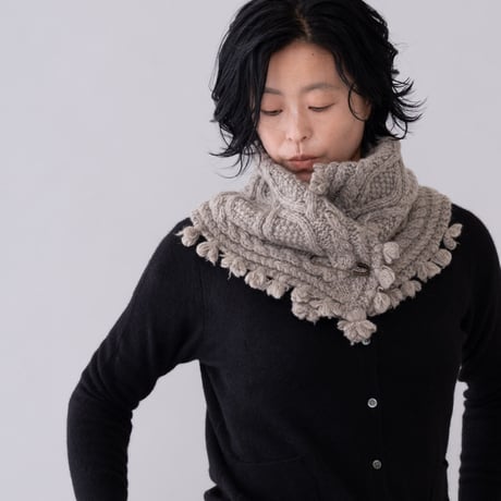【予約販売】CA＆Co. 手編み　YAK  petit muffler（フリンジ付き）