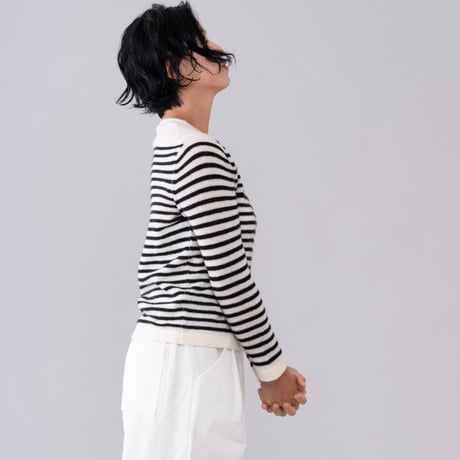 【予約販売】CA＆Co. cashmere ガーゼ ボートネックセーター  （ボーダー）