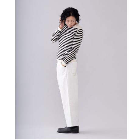 【予約販売】CA＆Co. cashmere ガーゼ ボートネックセーター  （ボーダー）