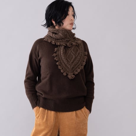【予約販売】CA＆Co. 手編み　YAK  petit muffler（フリンジ付き）